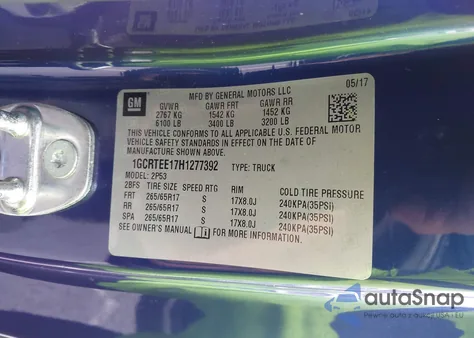 2017 Chevrolet Colorado Zr2 z USA, uszkodzony, nr VIN 1GCRTEE17H1277392